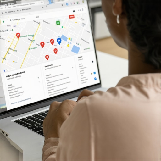 Person reviewing local map rankings on a laptop