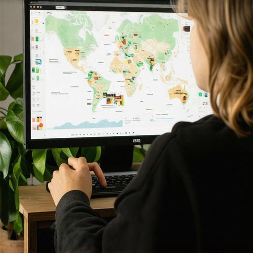 Marketing professional reviewing local search rankings on a computer.