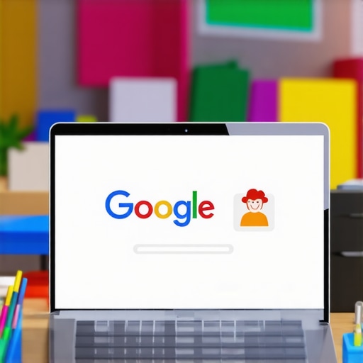 Person updating Google My Business profile on a laptop in an office.