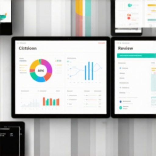 Close-up of digital dashboard with citation and review management tools