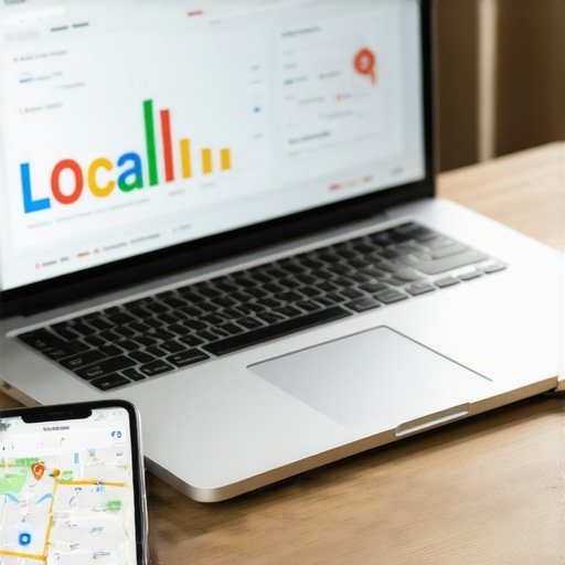 Person reviewing local SEO data on laptop and smartphone to improve map rankings.