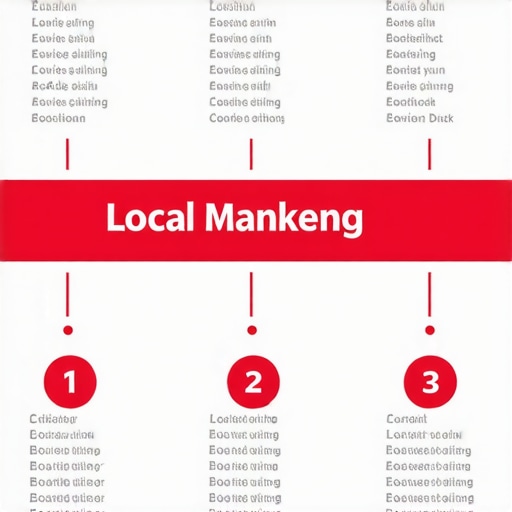 Diagram showing steps to improve local map rankings, including citations, reviews, backlinks, and content.