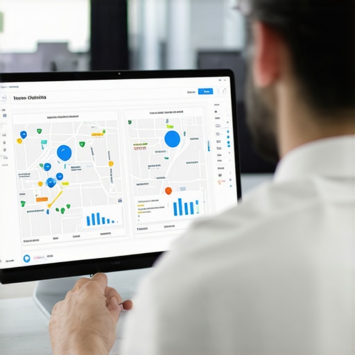 Business owner reviewing local map analytics on a laptop