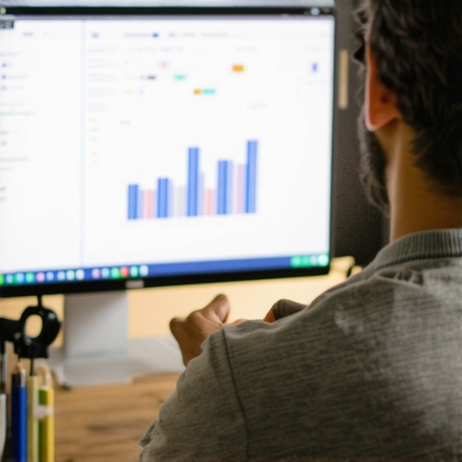 Person analyzing local SEO performance dashboards on computer screen.