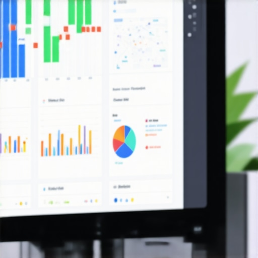 Person analyzing local search ranking data on a digital dashboard