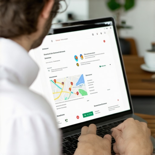 Business owner updating their local listing on a laptop to improve map search rankings.