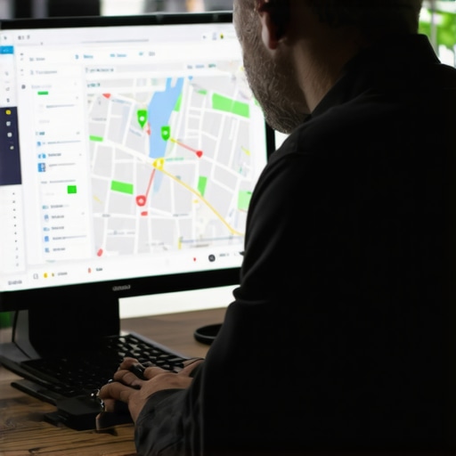 Business owner working on local SEO strategies on a computer