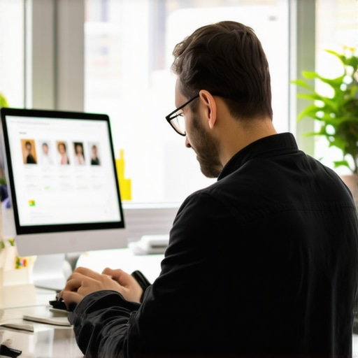 Business owner verifying business details online with live sync tools