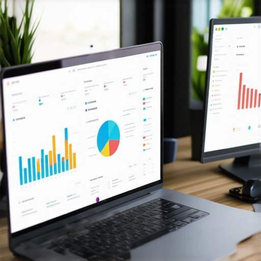 A workspace showing laptop and analytics dashboards used for local SEO management.