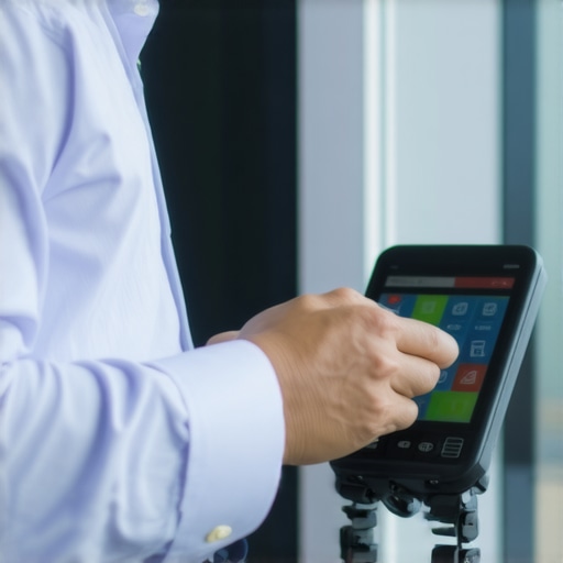 Person adjusting GPS device to improve business location accuracy