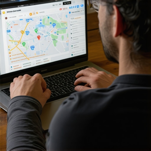 Person analyzing local SEO performance on computer