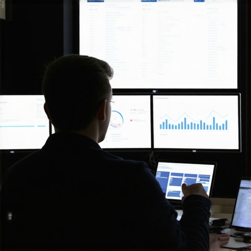 Person analyzing local search ranking dashboards, representing maintenance and tools for SEO