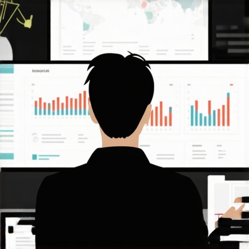 Local SEO Monitoring Person reviewing local search analytics and map positions on a computer.